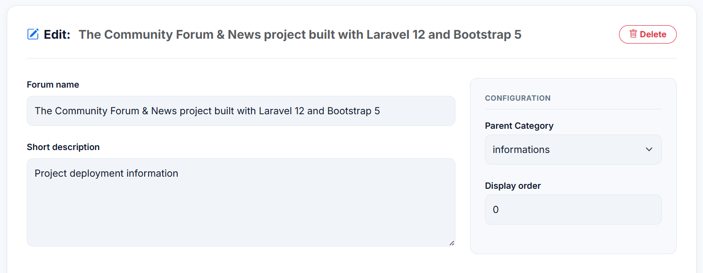 Edit Forum General Settings