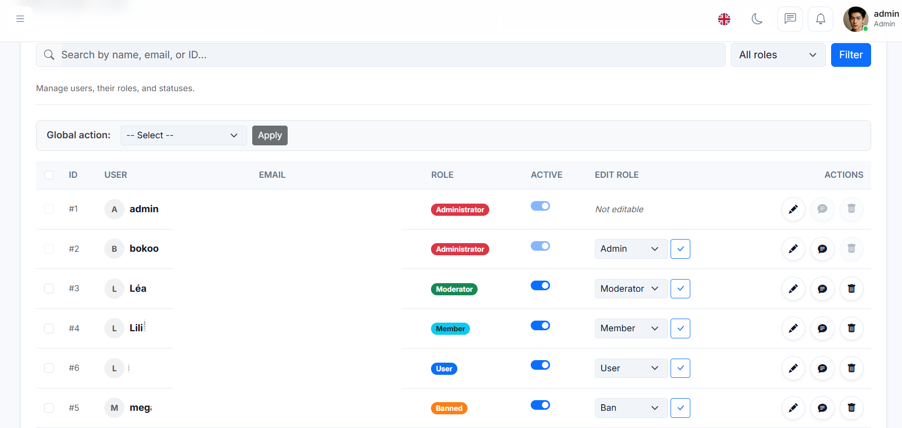 User Management List