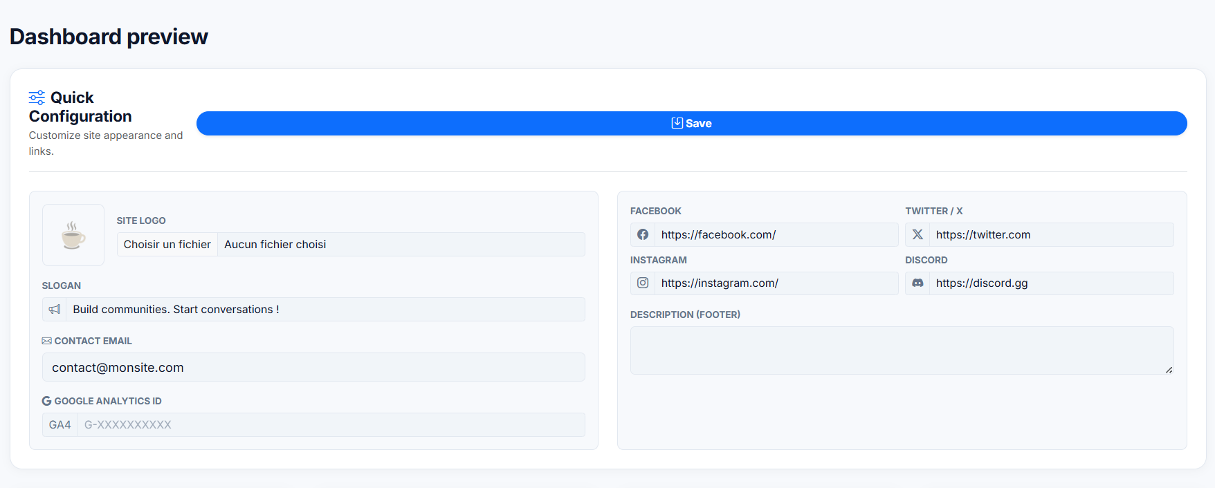General Configuration Screen