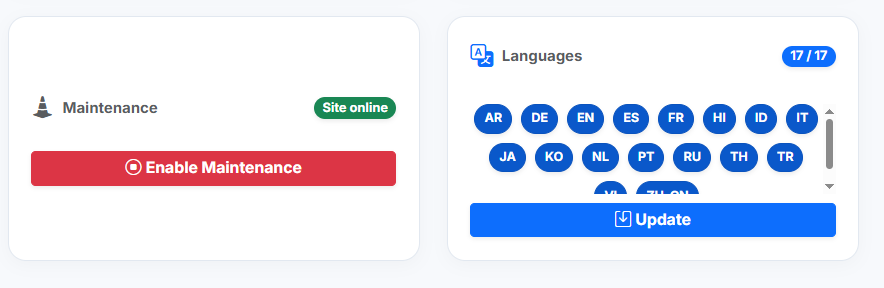 Maintenance and Language Settings